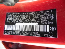 2013 TOYOTA PRIUS II RED 1.8 AT Z20243